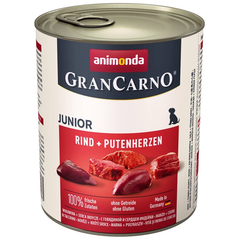 Karma dla psa ANIMONDA GranCarno Junior Wołowina i serca indyka 6 x 800 g