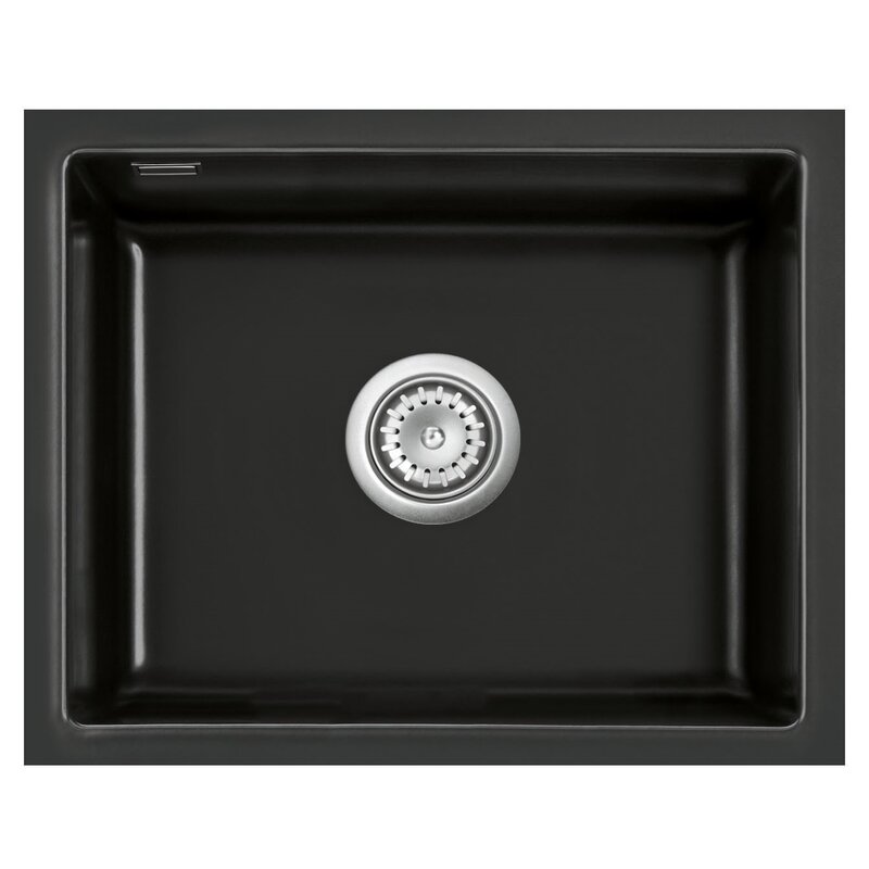 Zlewozmywak jednokomorowy SYSTEMCERAM Mera 50U 5357 01 Nero 68 Czarny 44.1x55.1