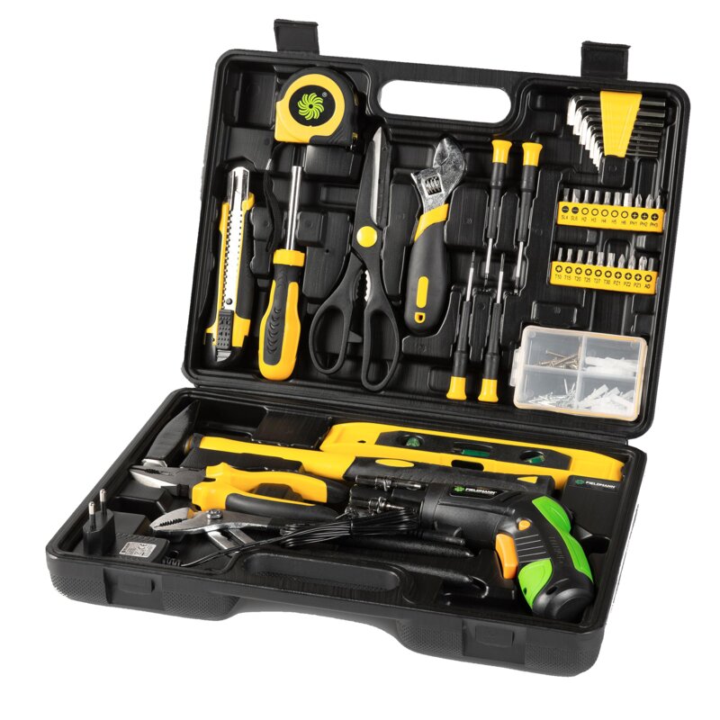 Wkrętak akumulatorowy FIELDMANN FDG 5018-108AR + FDS 10102-A (107 elementów)