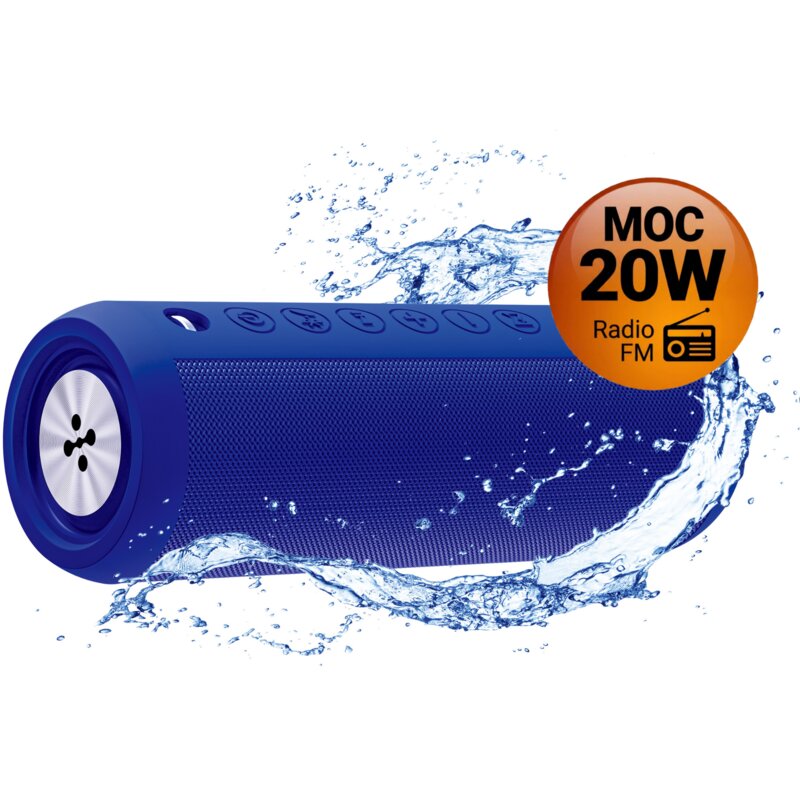 Głośnik mobilny XMUSIC BTS650B Bluetooth 5.3, 20W, IPX6, Przenośny z TWS, Radio FM, AUX, microSD, Niebieski