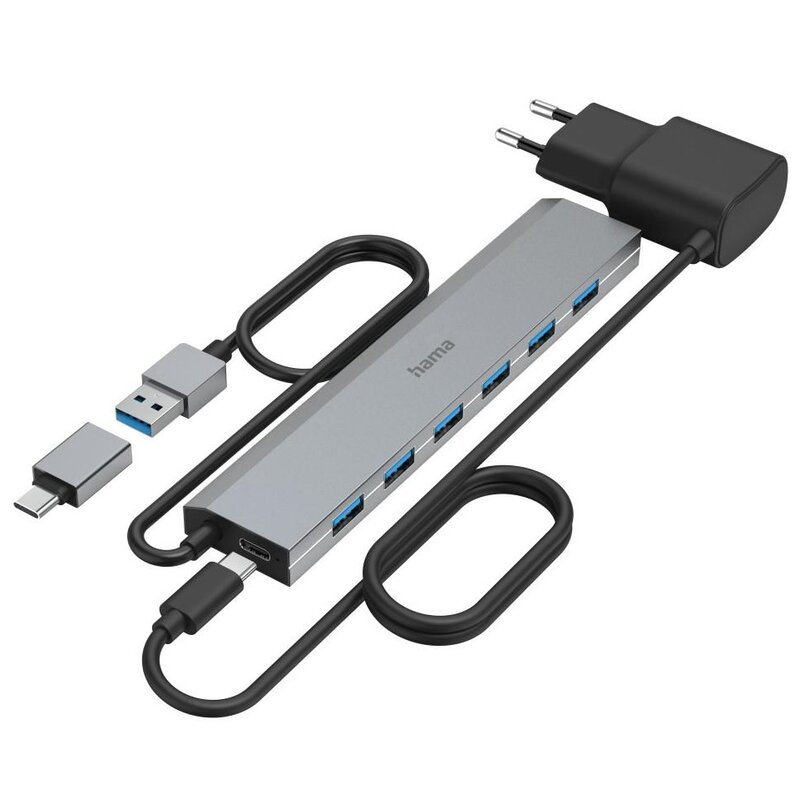 Hama 7 w 1 USB 3.2 Gen 1, USB-C Szary