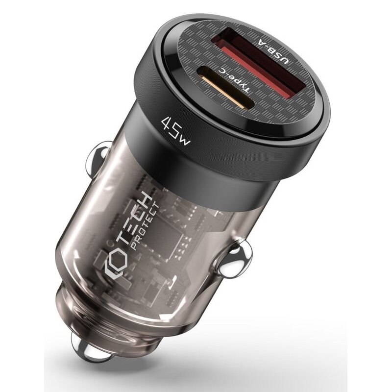 Ładowarka samochodowa TECH-PROTECT CC45W PD45W/QC3.0 Czarny