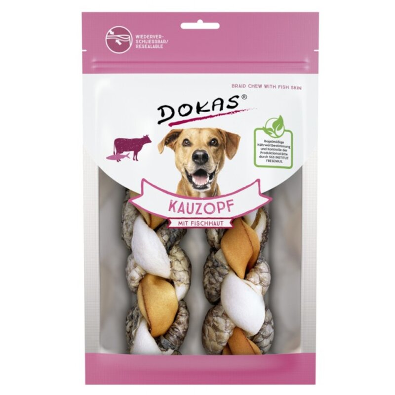 Przysmak dla psa DOKAS Warkocz wołowy z tilapią 120 g