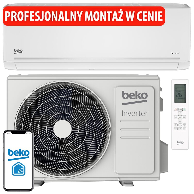 Klimatyzator Split, Pompa ciepła powietrze - powietrze BEKO BEEPGH 120/BEEPGH 121 z usługą montażu