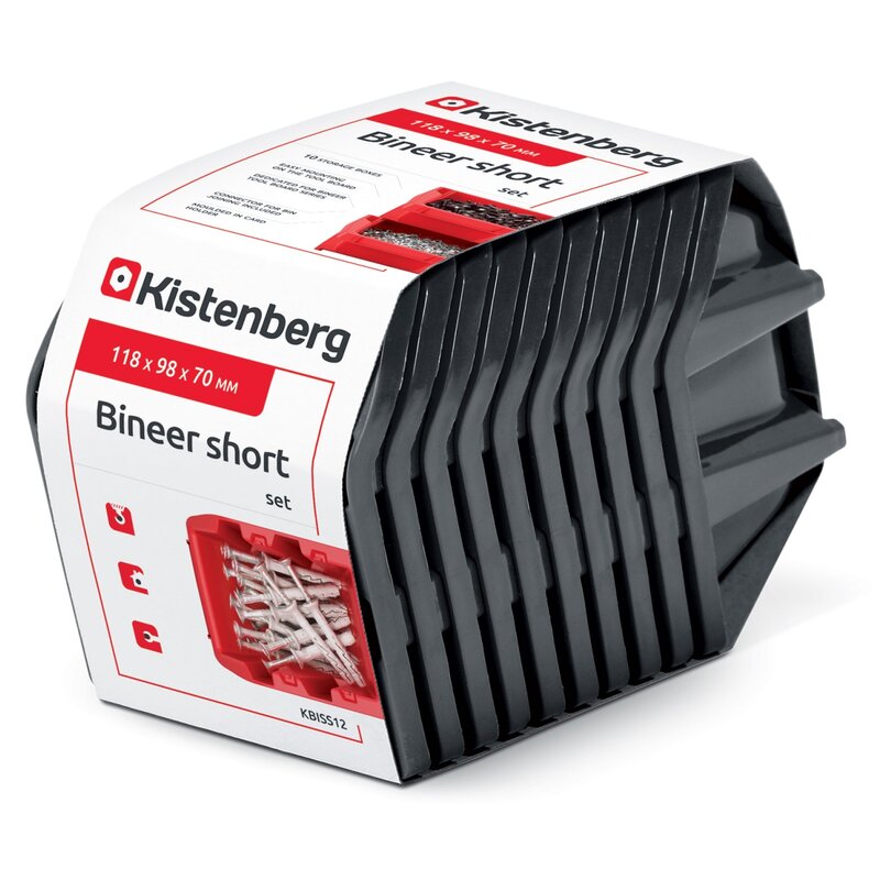 Zestaw pojemników KISTENBERG Binner 12 KBISS12 (10 szt.) Czarny