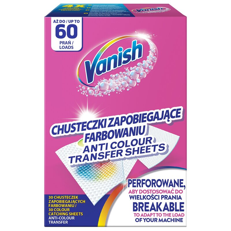 Chusteczki do prania VANISH Color Protect 60 prań (30 szt.)