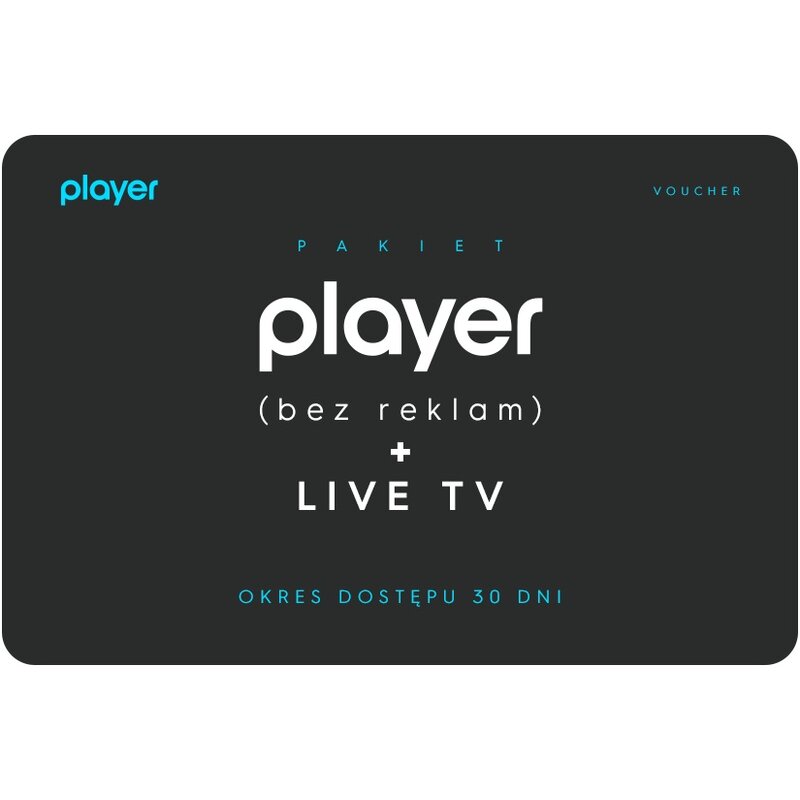 Kod podarunkowy PLAYER (bez reklam) + LIVE TV - 30 dni