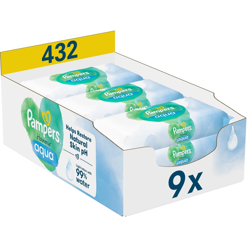 Chusteczki nawilżane PAMPERS Harmonie Aqua (432 szt.)