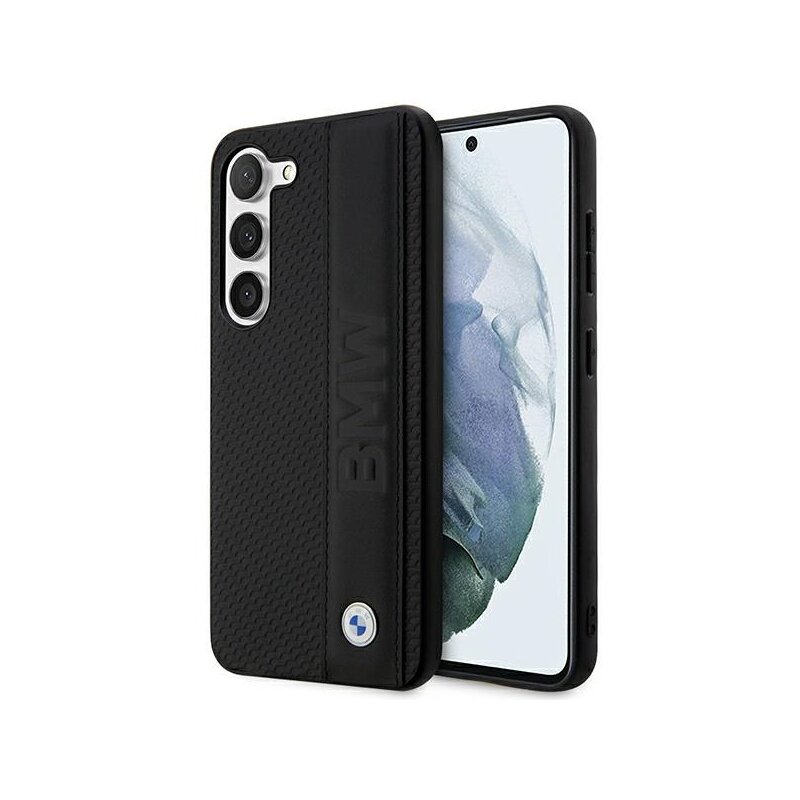Etui BMW Leather Textured & Stripe do Samsung S23+ S916 Czarny