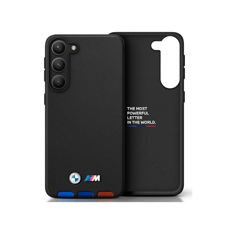 Etui BMW Leather Stamp Tricolor do Samsung Galaxy A54 Czarny