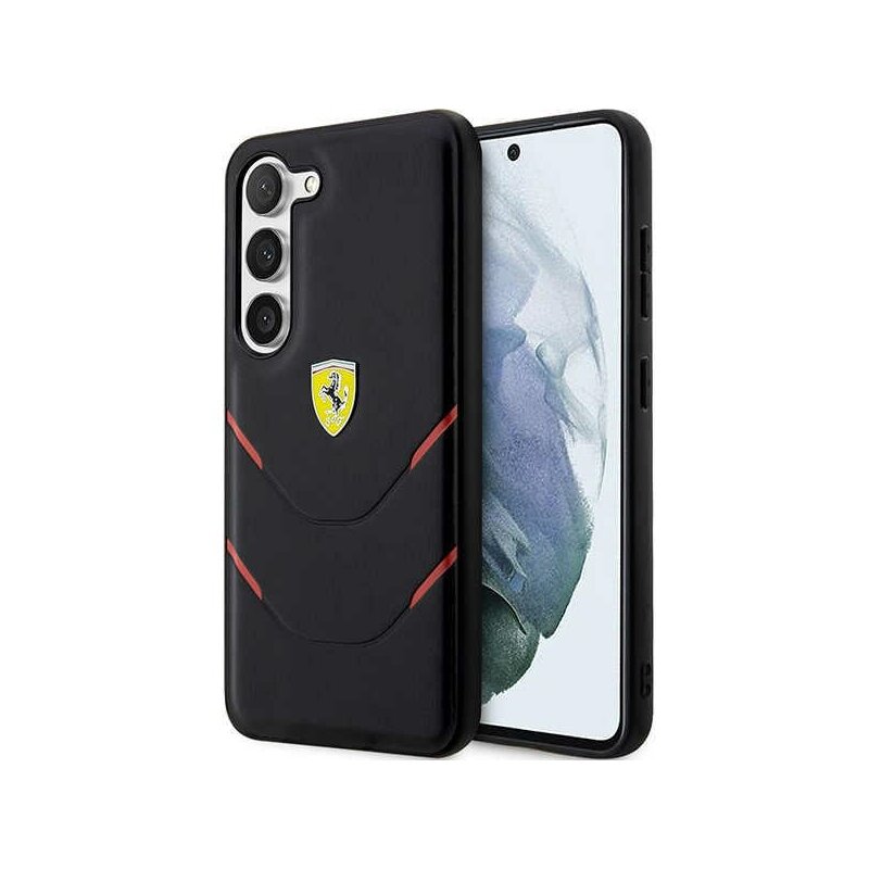 Etui FERRARI Hot Stamp Lines do Samsung S23+ Czarny