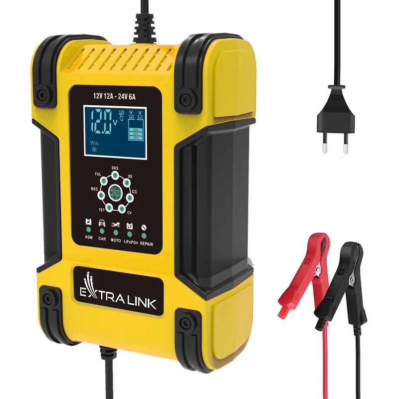 Extralink Shango Smart Battery Charger 100-240V AC, 12V/12A, 24V/6A