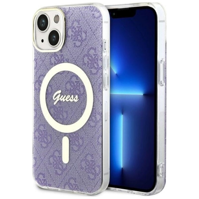 Etui GUESS 4G MagSafe do Apple iPhone 14 Purpurowy