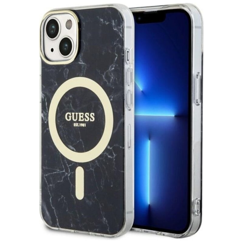 Etui GUESS Marble MagSafe do Apple iPhone 14 Czarny