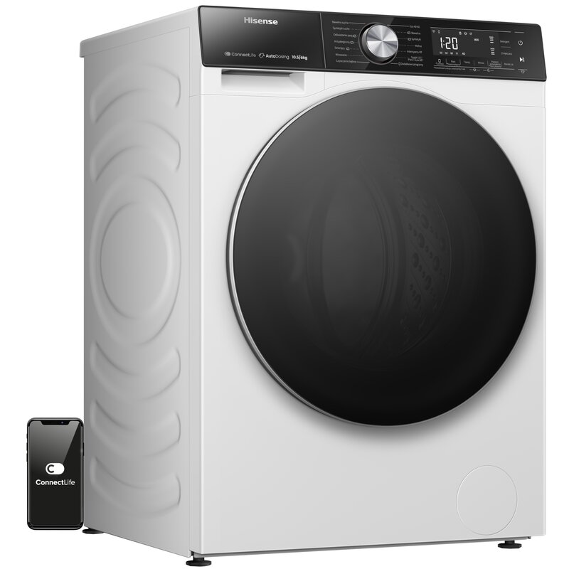 Pralko-suszarka HISENSE Seria 5S WD5S1045BW PL Autodozowanie Wi-Fi ConnectLife Szybkie programy AllergyCare