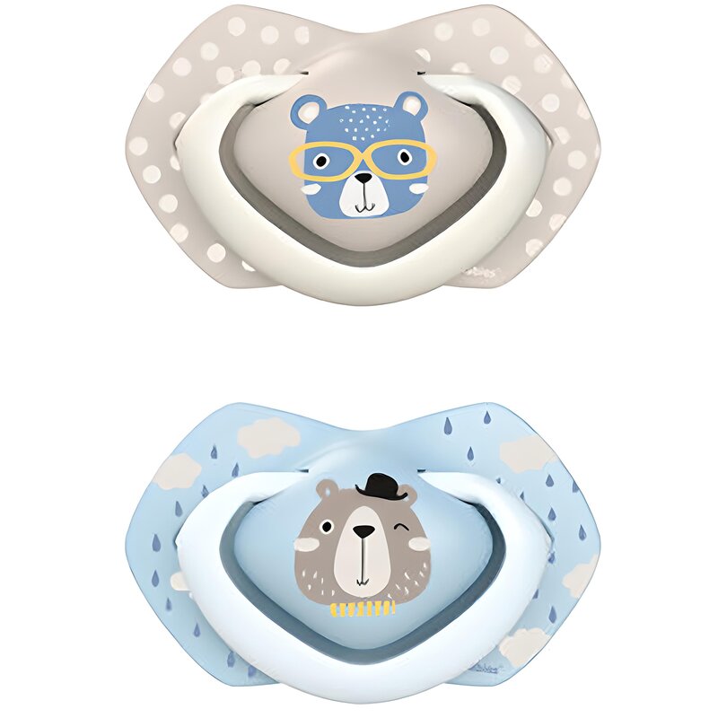 Smoczek CANPOL BABIES Bonjour Paris 18 m+ Niebiesko-szary (2 sztuki)