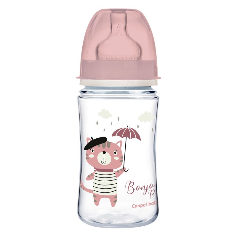Butelka CANPOL BABIES Easy Start Bonjour Paris 240 ml Różowy