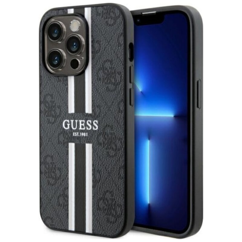 Etui GUESS 4G Printed Stripes MagSafe do Apple iPhone 14 Pro Max Czarny