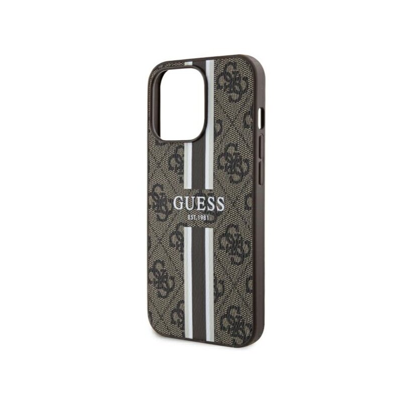 Etui GUESS 4G Printed Stripes MagSafe do Apple iPhone 13/13 Pro Brązowy