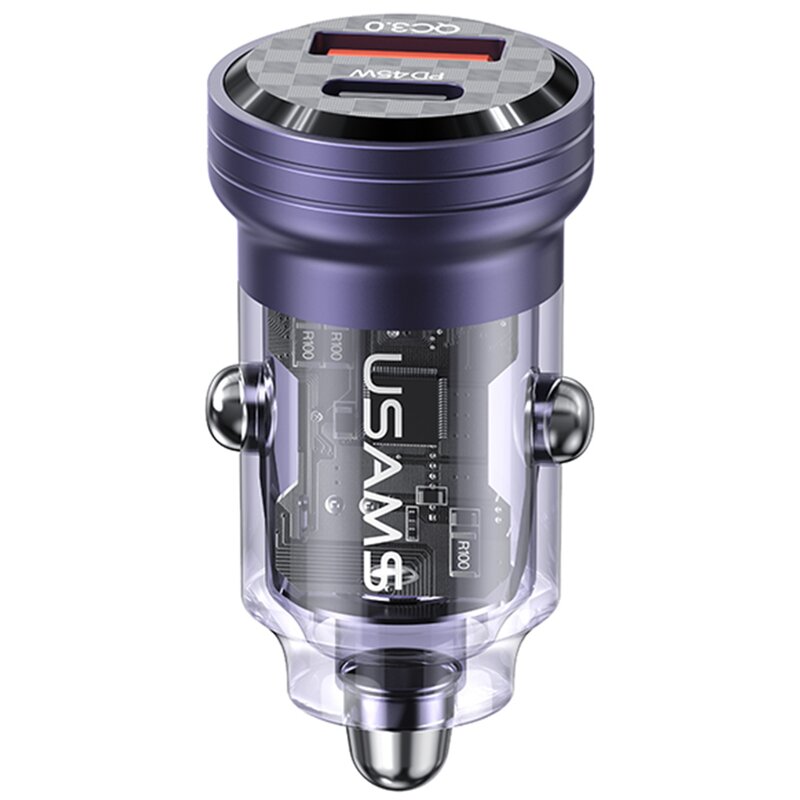 Ładowarka samochodowa USAMS C35 CC175CC02 (US-CC175) 45W Fioletowo-przezroczysty
