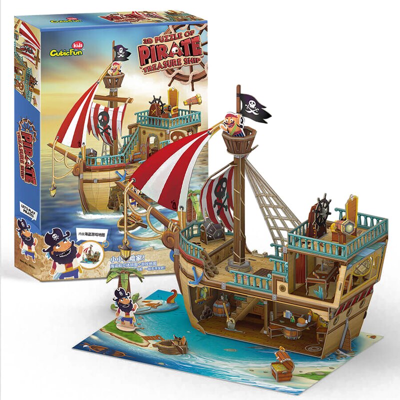 Puzzle 3D CUBIC FUN Kids Statek Piracki z skarbem 306-P832 (157 elementów)