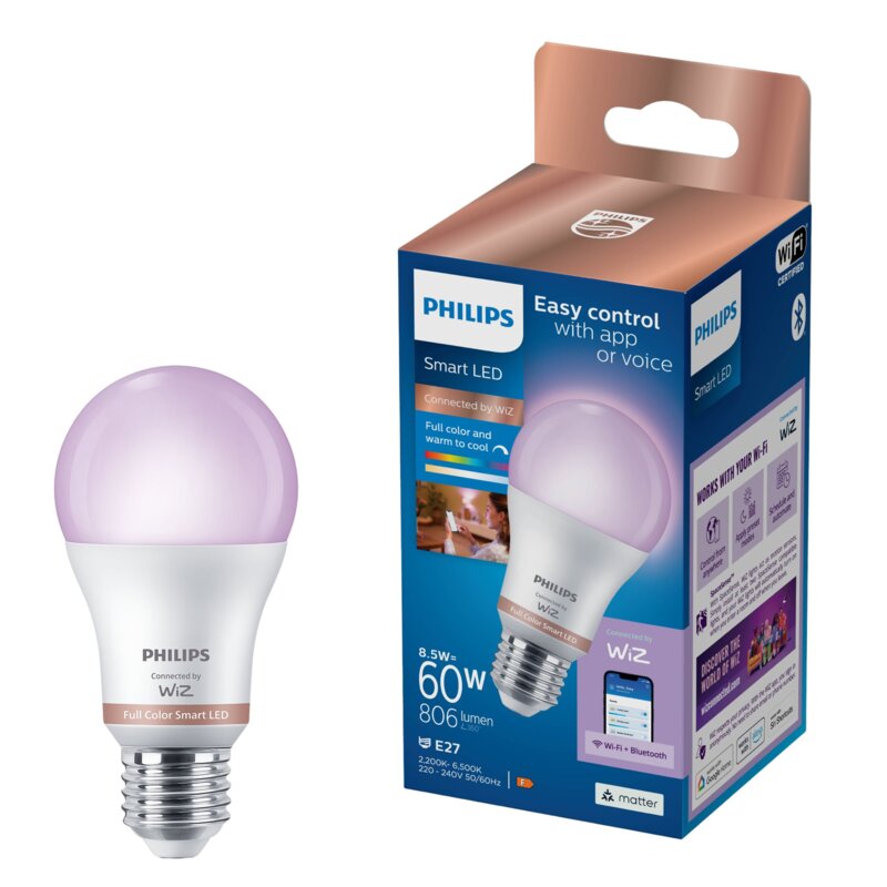 Inteligentna żarówka LED PHILIPS A60 922-65 RGB 1PF 6 8W E27 Wi-Fi