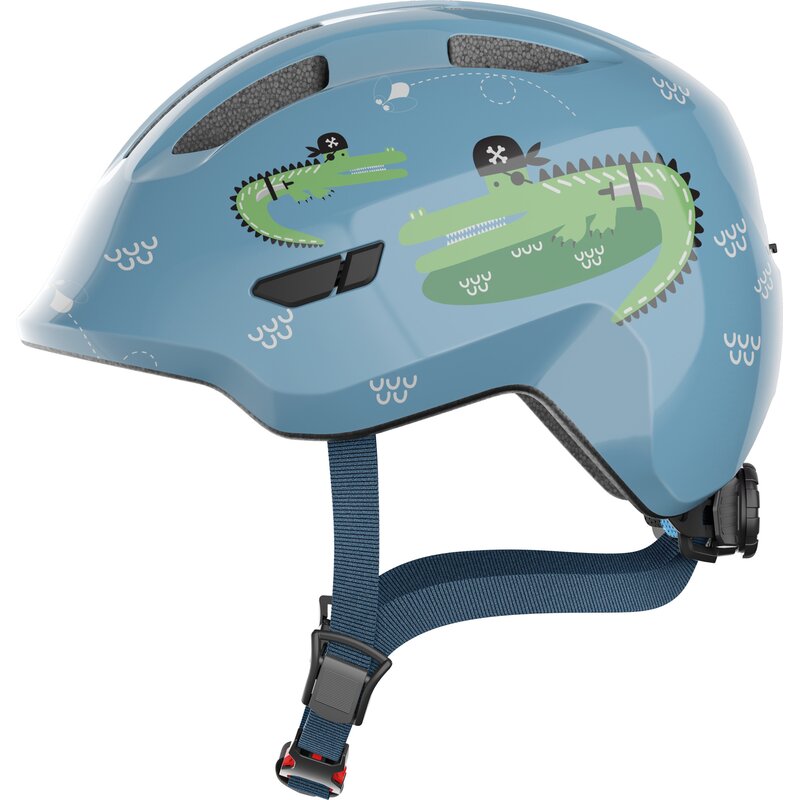 Kask rowerowy ABUS Smiley 3.0 LED Croco Niebieski dla Dzieci (rozmiar S)