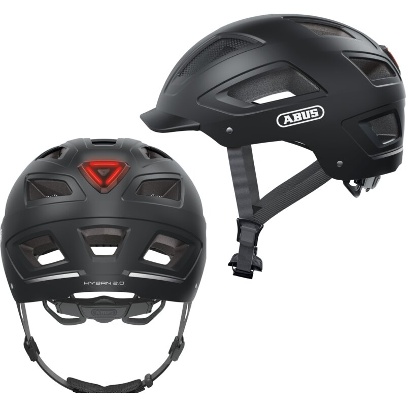 Kask rowerowy ABUS Hyban 2.0 Velvet Czarny Miejski z lampką (rozmiar M)