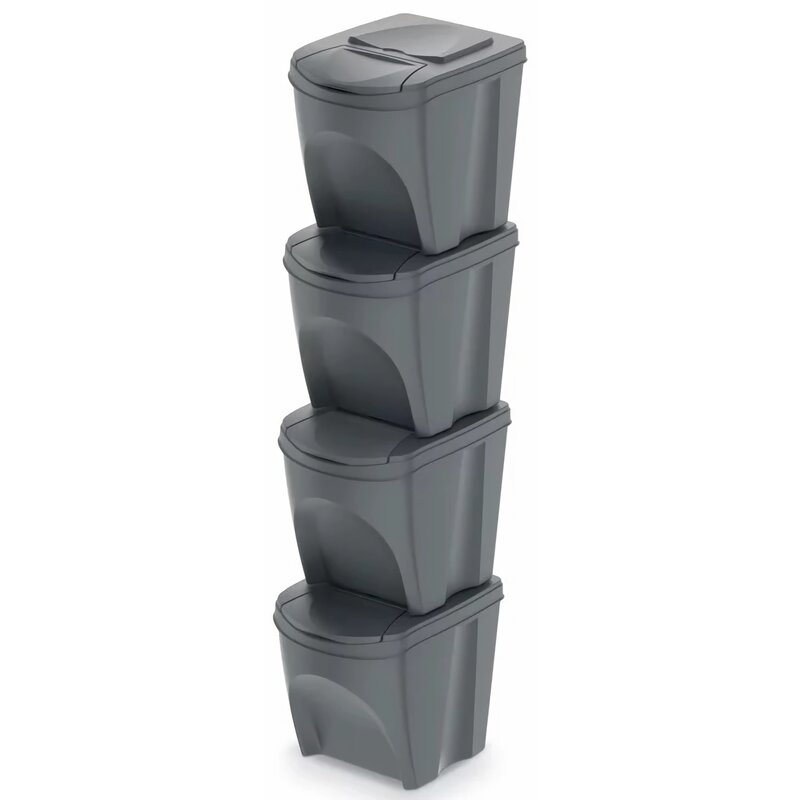 Kosz na śmieci PROSPERPLAST Sortibox SET4 20L Szary