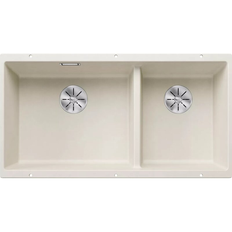 Zlewozmywak dwukomorowy BLANCO Subline 480/320-U 527168 Delikatny biały 46 x 85.5