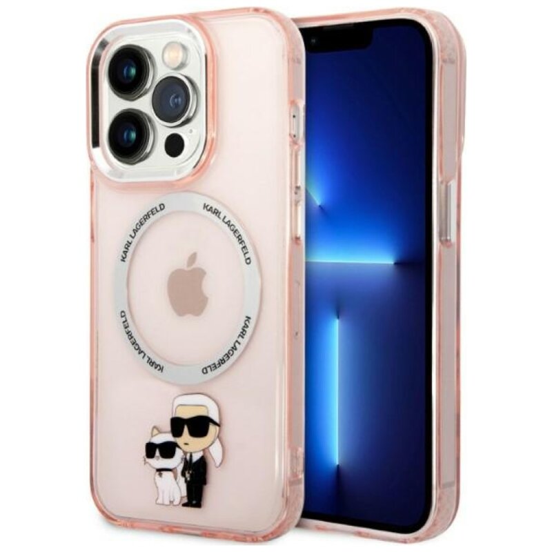 Etui KARL LAGERFELD IML NFT Karl & Choupette Magsafe do Apple iPhone 14 Pro Różowy