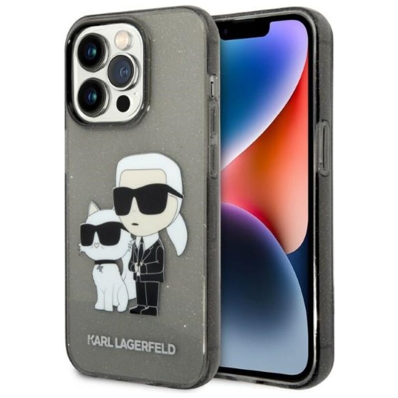 Etui KARL LAGERFELD Glitter Karl&Choupette do Apple iPhone 14 Pro Czarny