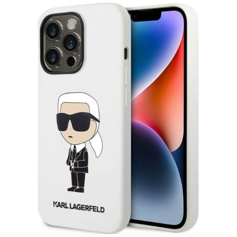 Etui KARL LAGERFELD Silicone NFT Ikonik do Apple iPhone 14 Pro Biały