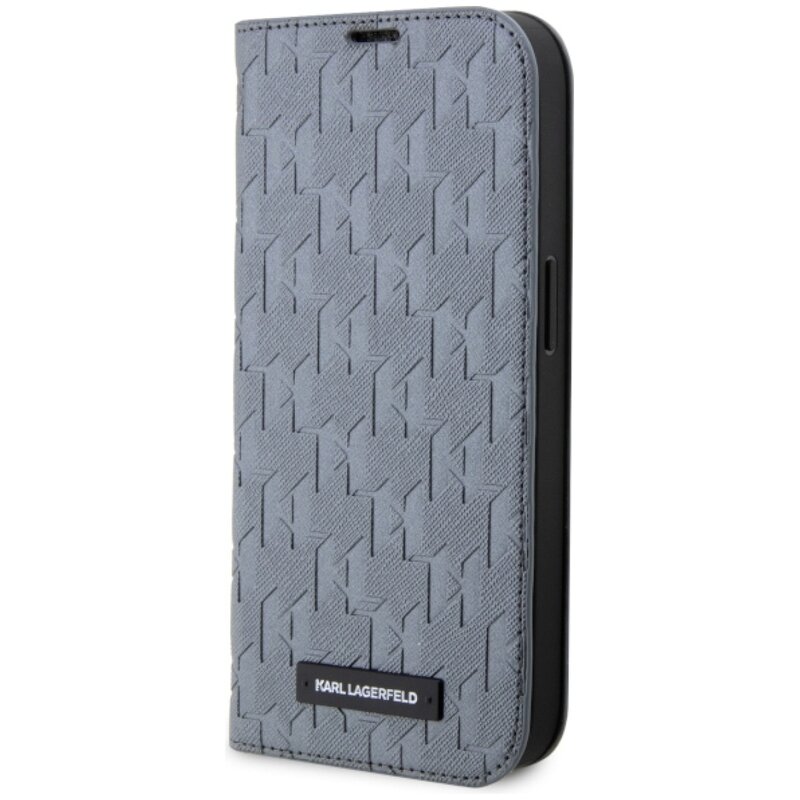 Etui KARL LAGERFELD Booktype Saffiano Monogram do Apple iPhone 14 Srebrny
