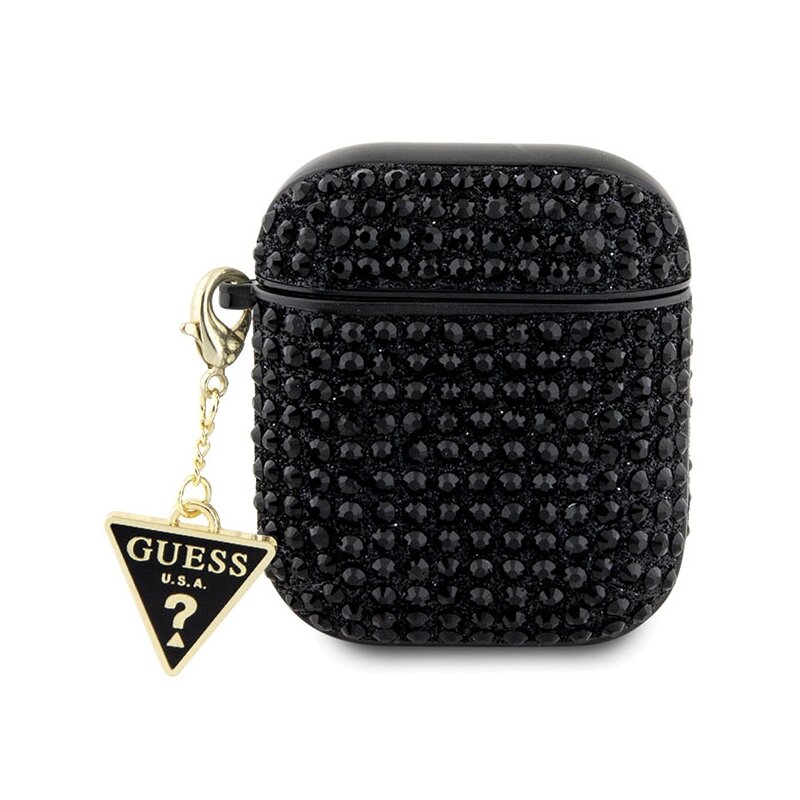 Etui na słuchawki GUESS Rhinestone Triangle do Apple AirPods 1/2 Czarny