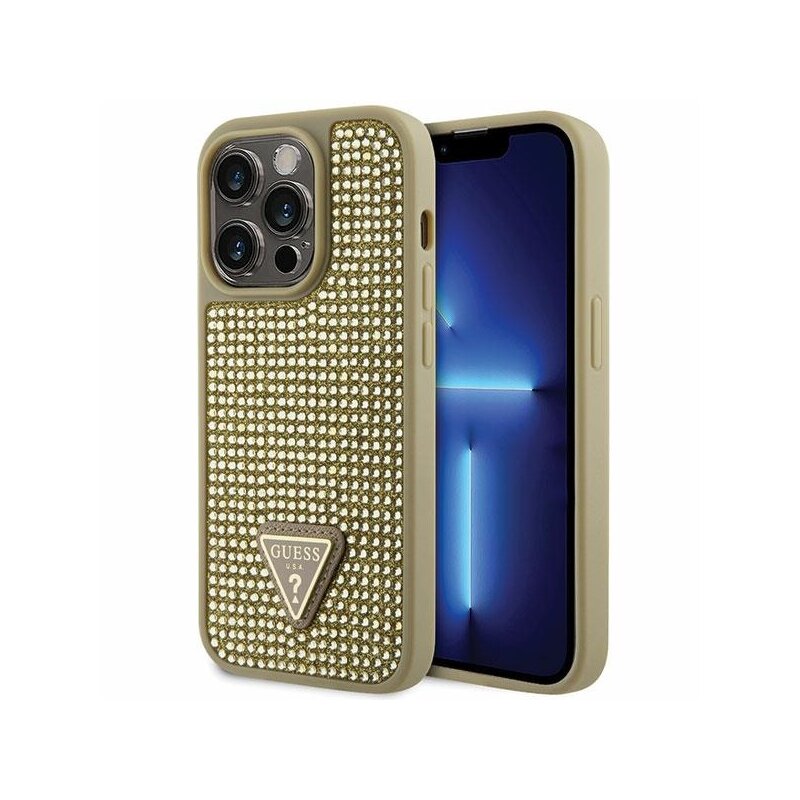 Etui GUESS Rhinestone do Apple iPhone 14 Pro Złoty