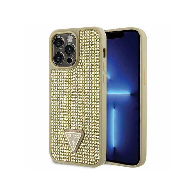 Etui GUESS Rhinestone do Apple iPhone 14 Pro Max Złoty