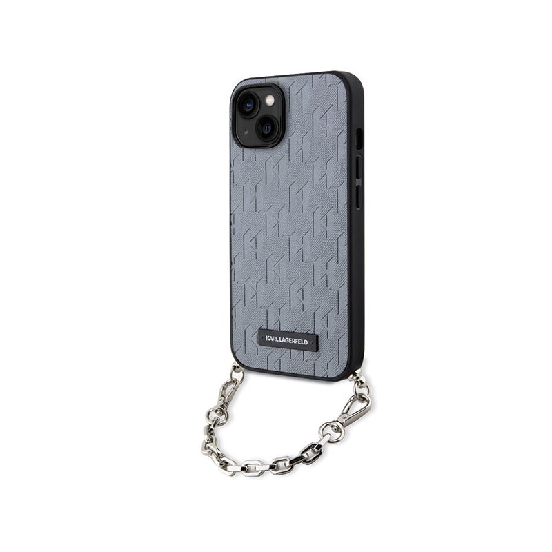 Etui KARL LAGERFELD Saffiano do Apple iPhone 14 Srebrny