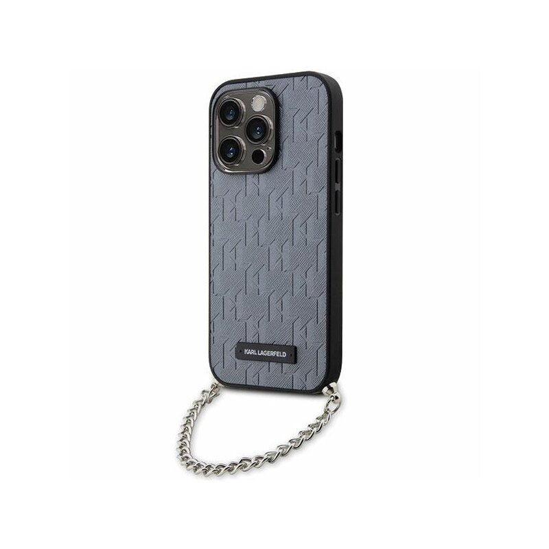 Etui KARL LAGERFELD Saffiano do Apple iPhone 14 Pro Max Srebrny