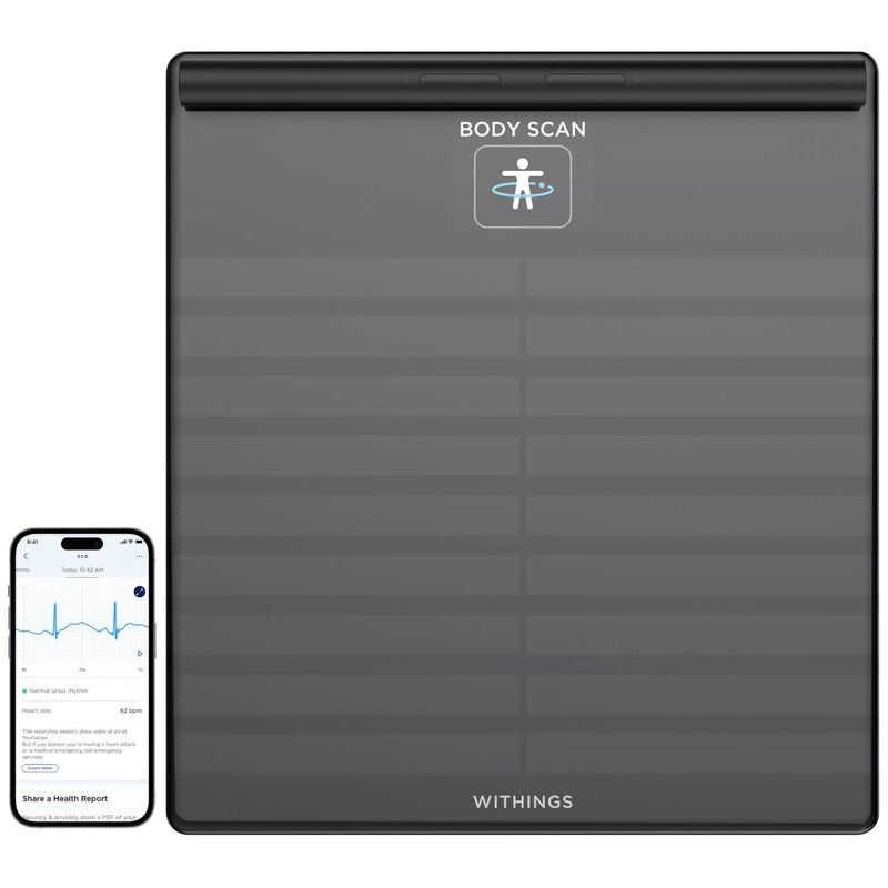 Withings Body Scan waga 6-kanałowe EKG, tętno, analiza składu masy ciała