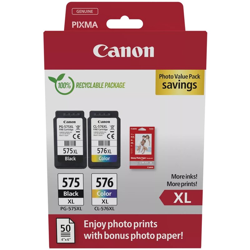 Canon PG-575XL/CL-576XL Czarny + Kolor 27,6ml + Papier fotograficzny