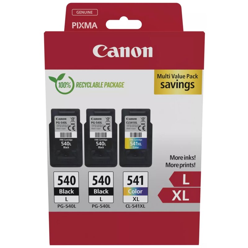 Canon PG-540L + CL-541XL Czarny 2x 11 ml , Kolorowy 15 ml