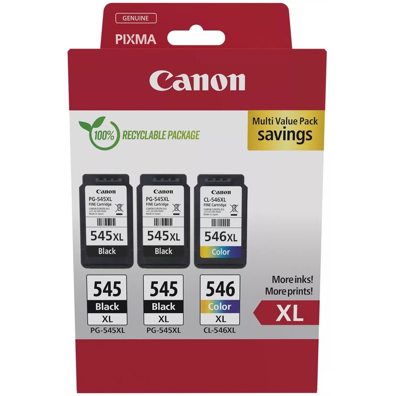 Canon PG-545XL / CL-546XL Czarny 2x 15 ml Kolorowy 13 ml