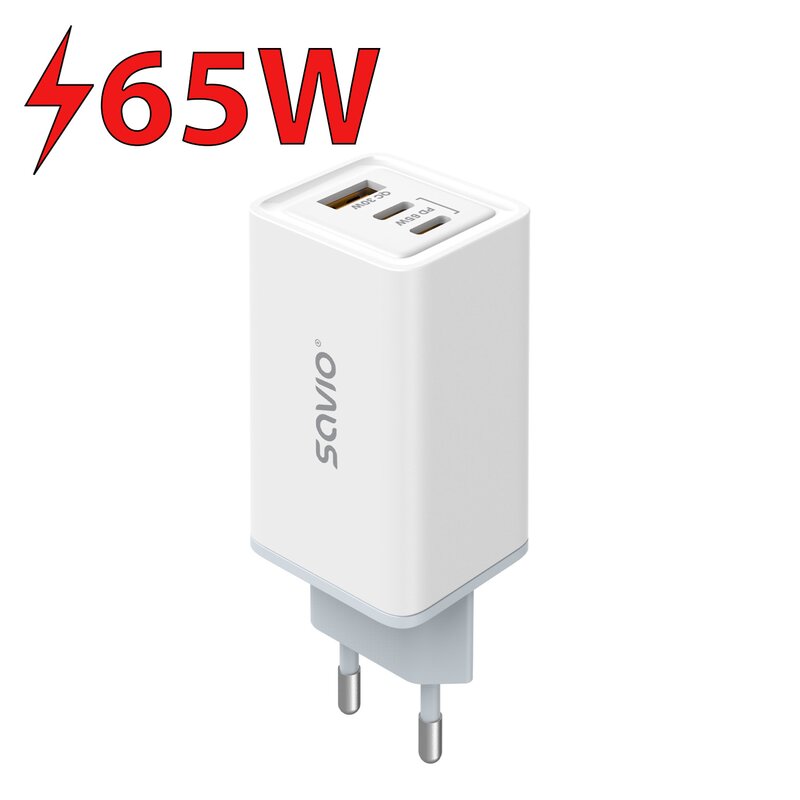 SAVIO ŁADOWARKA SIECIOWA GAN 65W LA-07