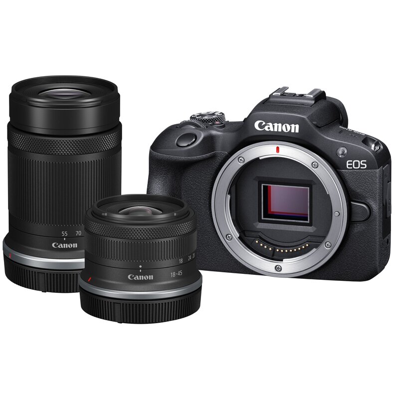 Aparat CANON EOS R100 + RF-S 18-45mm F4.5-6.3 IS STM 55-210MM F5-7.1