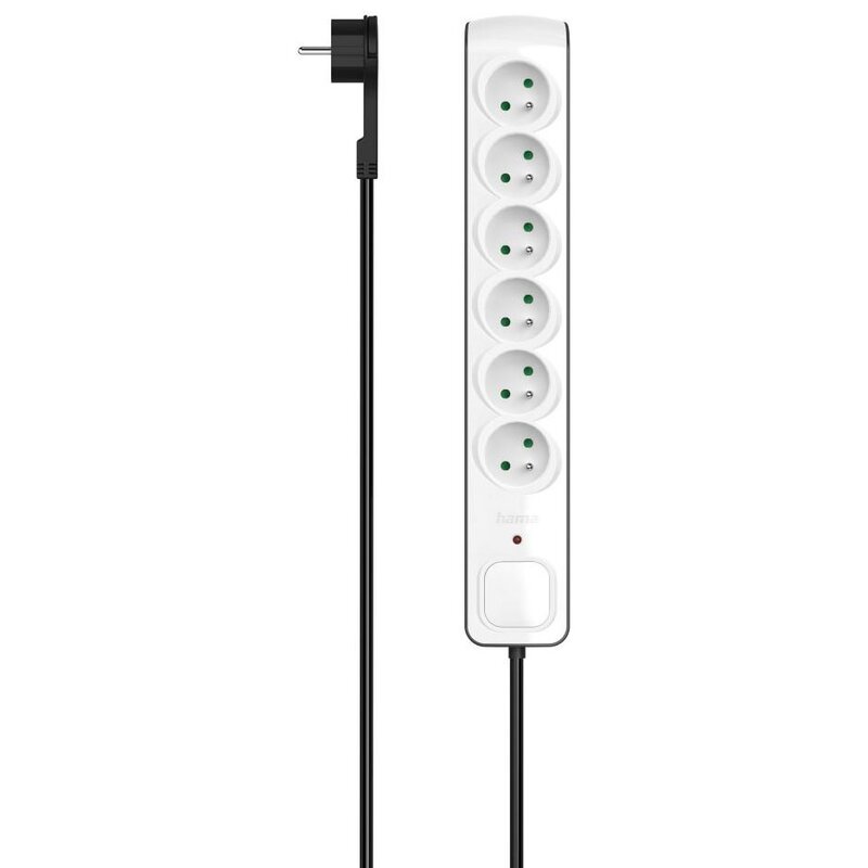 Hama P2223763 Premium 6 gniazd 1,5m Biały