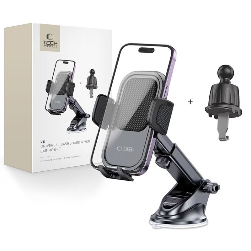 Uchwyt na telefon TECH-PROTECT V6 DashBoard & Vent Czarny