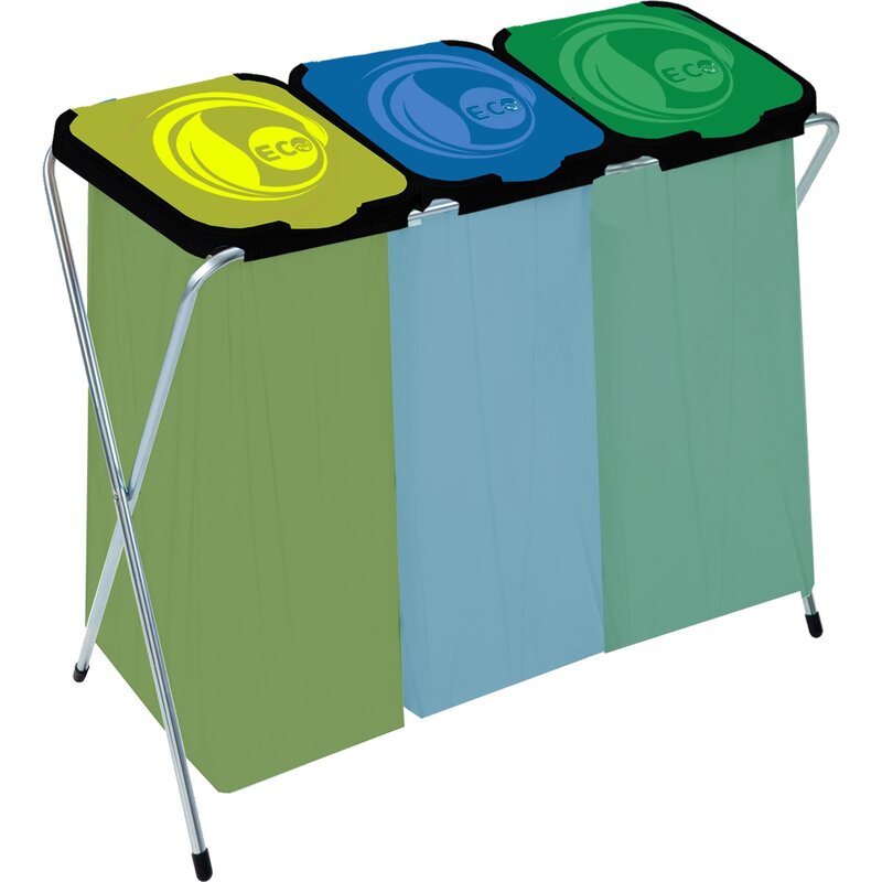 Stojak na worki GIFT Eco Globe 3 3x120L Żółto-niebiesko-zielony