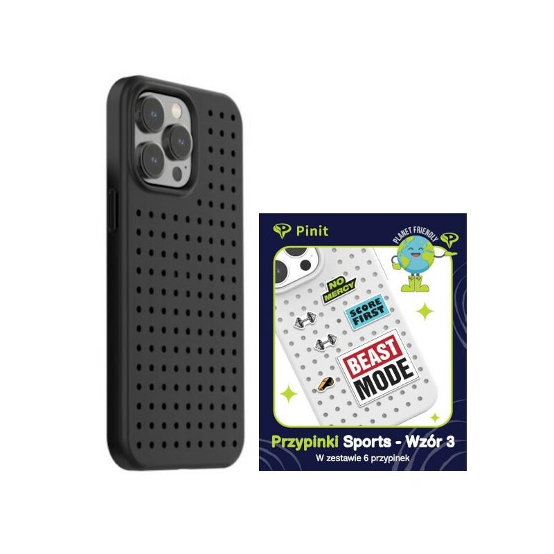 Etui PINIT Dynamic do Apple iPhone 14 Pro Czarny + Pinit Sports Pin (Wzór 3)