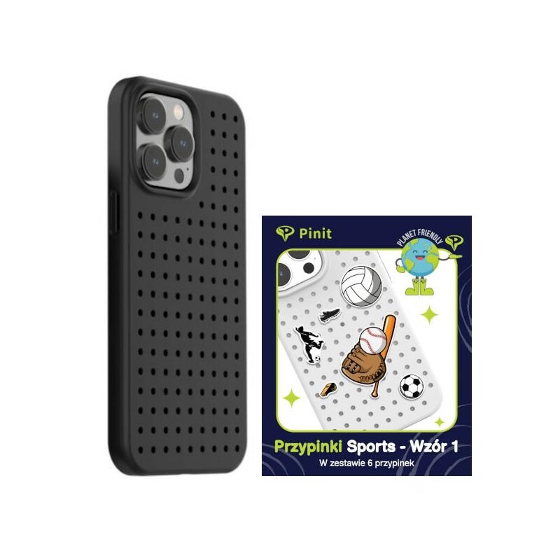Etui PINIT Dynamic do Apple iPhone 14 Pro Max Czarny + Pinit Sports Pin (Wzór 1)
